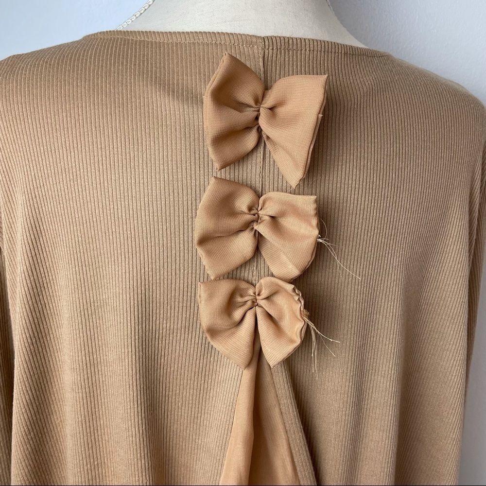 CL Shang Beige Peplum Long Sleeve Layered Top Blouse Size 2XL - Picture 8 of 13